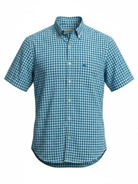 Burberry Brit Blue Cotton Gingham Printed Button Down Large